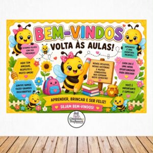 PAINEL BEM-VINDOS TEMA ABELHINHA